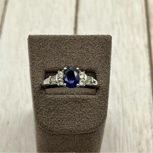 Stunning sterling Silver Ring with lab created blue sapphire Gemstone